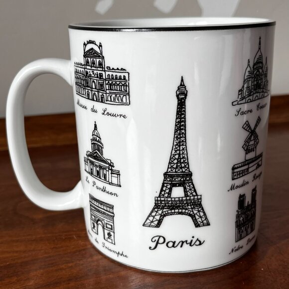 222 Fifth Around The City Paris Jumbo Mug 28oz Latte Soup Porcelain Eiffel Tower - Picture 3 of 12